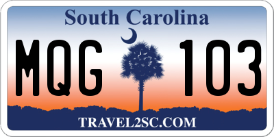 SC license plate MQG103
