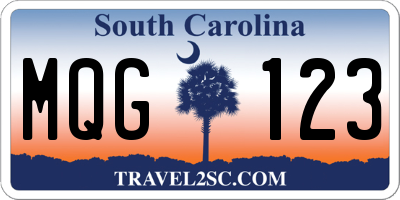SC license plate MQG123