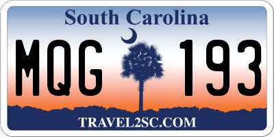 SC license plate MQG193