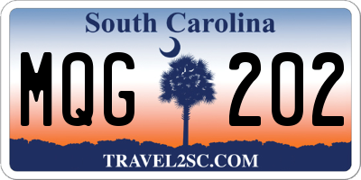SC license plate MQG202