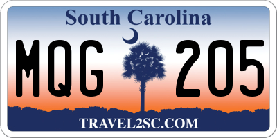 SC license plate MQG205