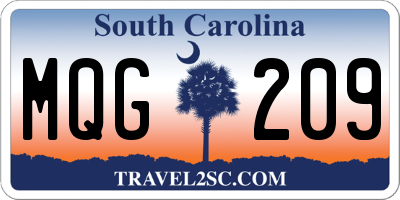 SC license plate MQG209