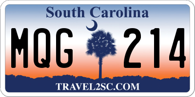 SC license plate MQG214