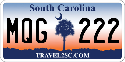 SC license plate MQG222