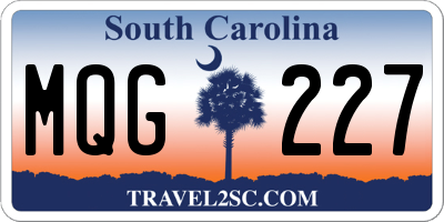 SC license plate MQG227