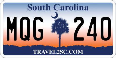 SC license plate MQG240