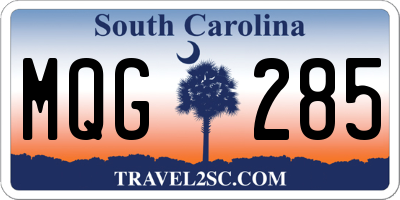 SC license plate MQG285