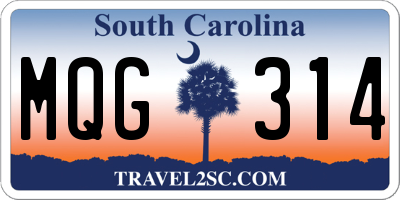 SC license plate MQG314