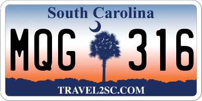 SC license plate MQG316