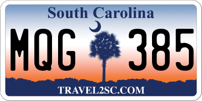 SC license plate MQG385