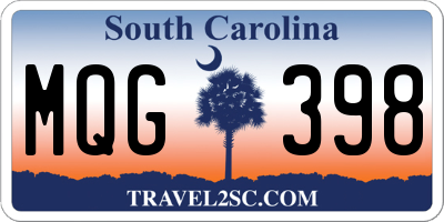 SC license plate MQG398