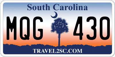 SC license plate MQG430