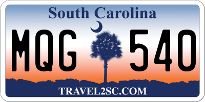 SC license plate MQG540