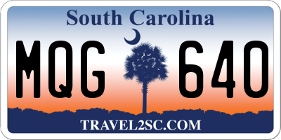 SC license plate MQG640