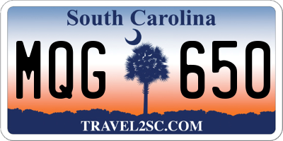 SC license plate MQG650