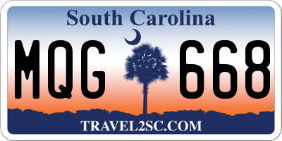 SC license plate MQG668