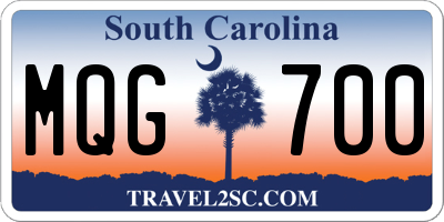 SC license plate MQG700