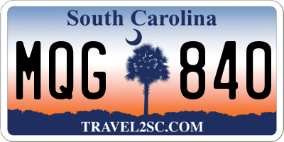 SC license plate MQG840