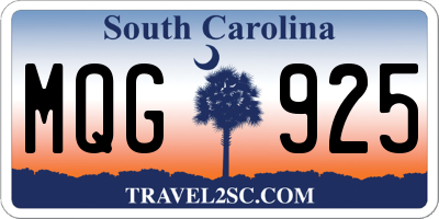 SC license plate MQG925