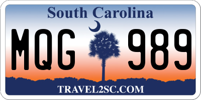 SC license plate MQG989