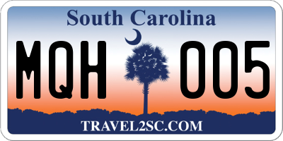 SC license plate MQH005