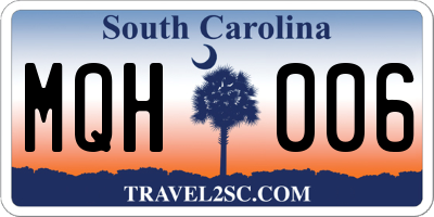 SC license plate MQH006