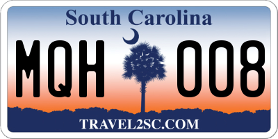 SC license plate MQH008