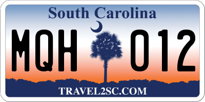 SC license plate MQH012