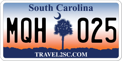 SC license plate MQH025