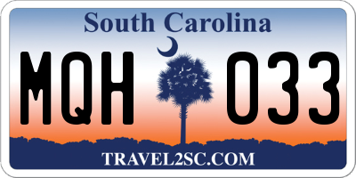 SC license plate MQH033