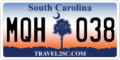 SC license plate MQH038