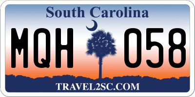 SC license plate MQH058