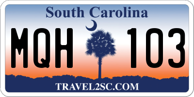 SC license plate MQH103