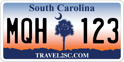 SC license plate MQH123