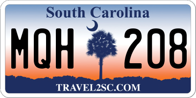 SC license plate MQH208