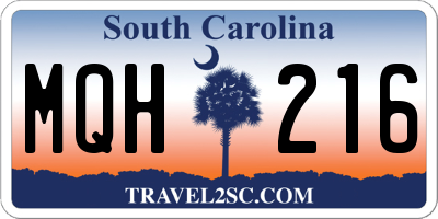 SC license plate MQH216