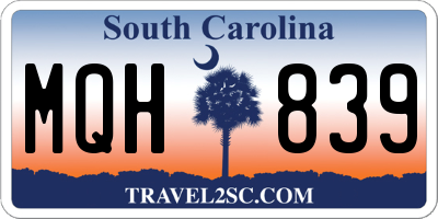 SC license plate MQH839