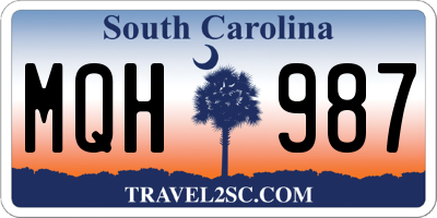 SC license plate MQH987