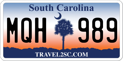 SC license plate MQH989