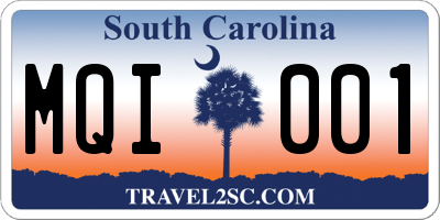 SC license plate MQI001