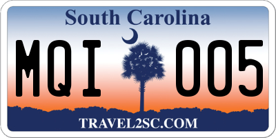 SC license plate MQI005