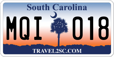 SC license plate MQI018