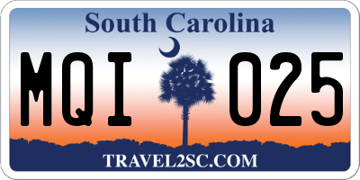 SC license plate MQI025