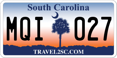 SC license plate MQI027