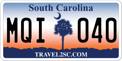 SC license plate MQI040