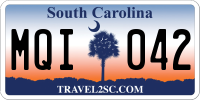 SC license plate MQI042