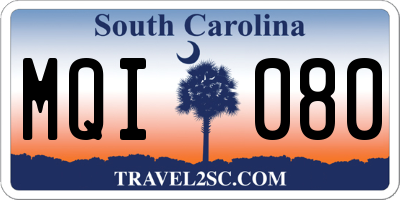 SC license plate MQI080