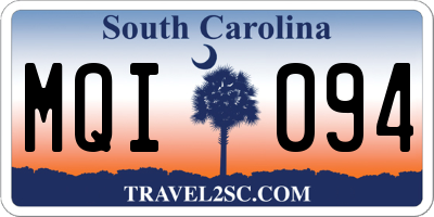 SC license plate MQI094