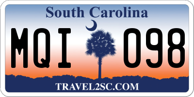 SC license plate MQI098