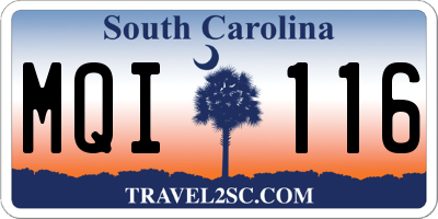 SC license plate MQI116